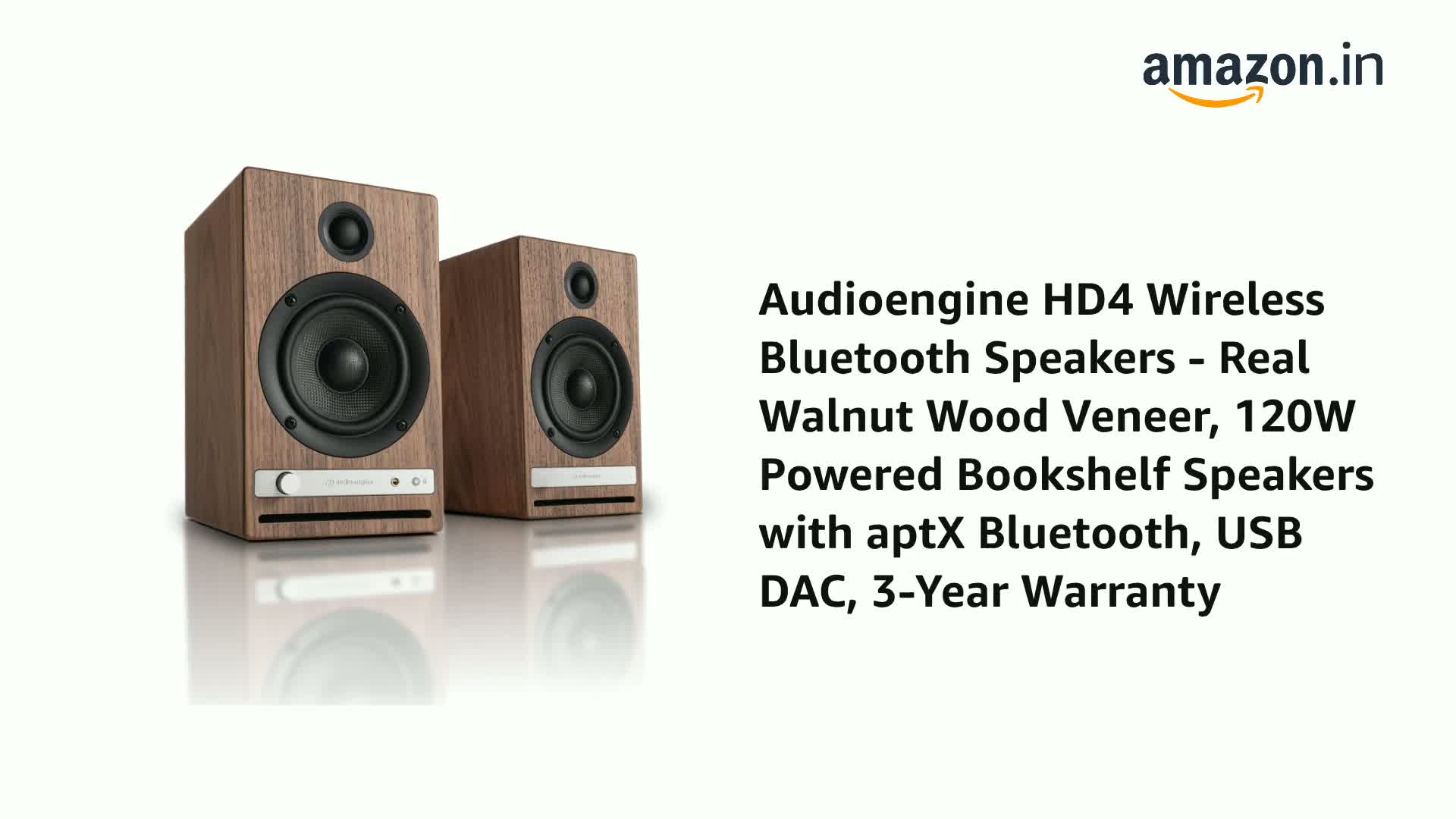 Audioengine HD4 Wireless Bluetooth Speakers - Real Walnut Wood