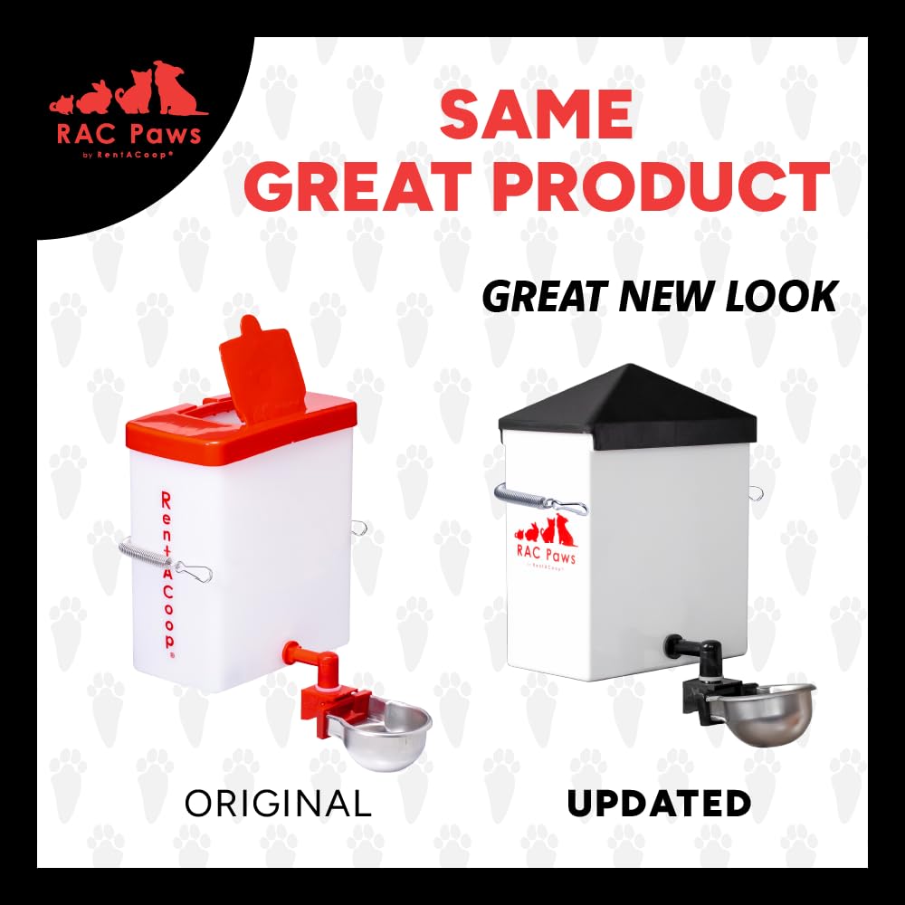 RAC Paws by RentACoop 64oz(2L) Small Animal Drinker with Auto-Fill Metal Cup - Suitable for Small Pets, Bunnies, Hamsters, Guinea Pigs, Rabbits, Chinchillas, Mice and Rats