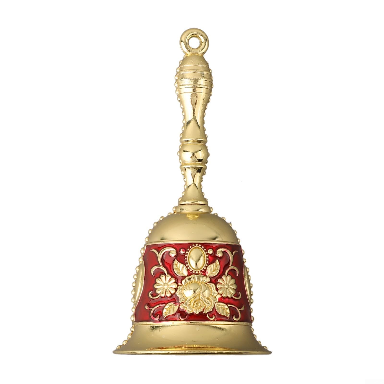 AIKEOU Tabletop Hand Bell for Signal Communication in Hotels Restaurants Offices Schools Churches and Home Settings,Red+Gold