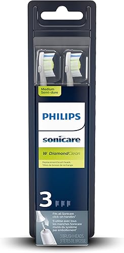 Vista 13 de Philips - Cabezales de repuesto para cepillos Sonicare W DiamondClean originales, 3 cabezales incluidos, blanco, HX6063/65