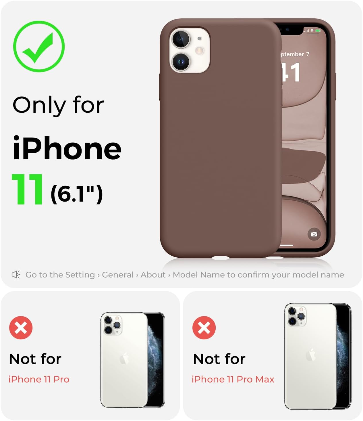  Shockproof Designed for iPhone 11 Phone Case, Premium [Food Grade Silicone] with Anti-Scratch Protective Lining, Full Body Drop Protection Phone Case for iPhone 11, 6.1 inch, Chocolate thumbnail