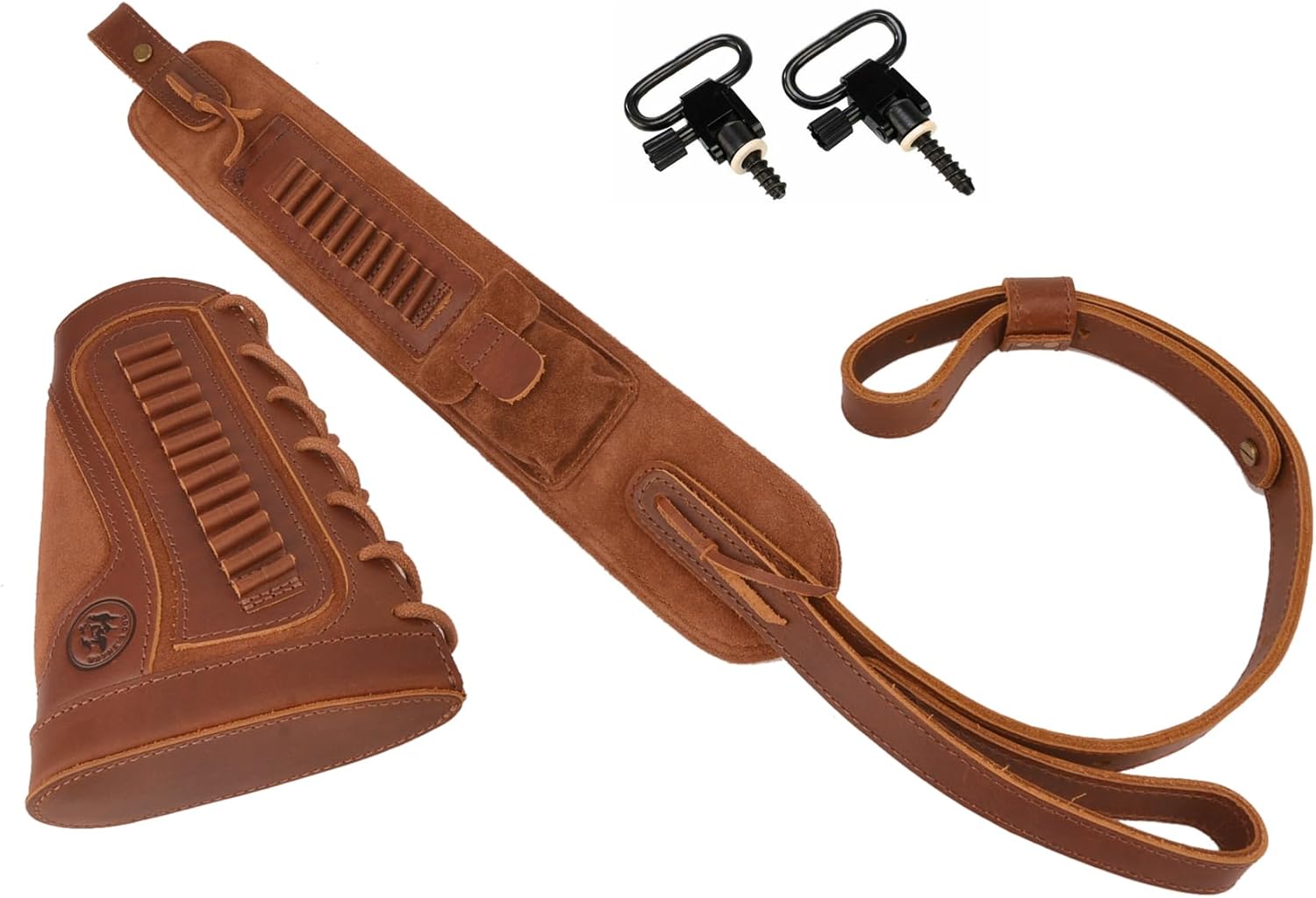 .22lr .22mag .17hmr Leather Rifle Buttstock Cover with Gun Sling, Righty Hunter