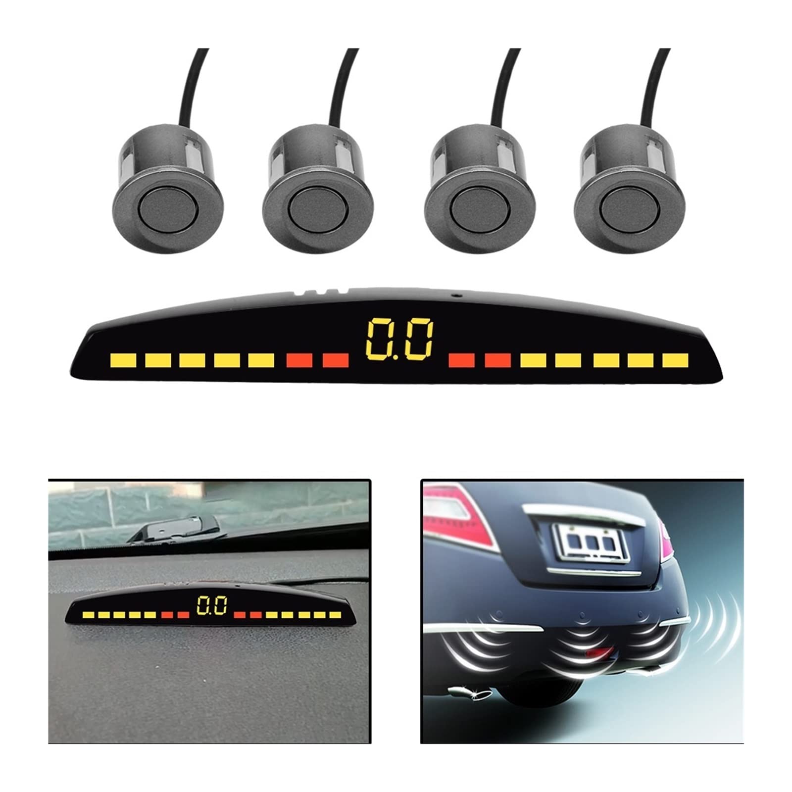 Sensores De Aparcamiento For Coche De 12V, Sistema De Monitor, Kit De Control De Distancia, Detector De Radar, Pantalla LED, Accesorios Universales For Automóviles(Gray)
