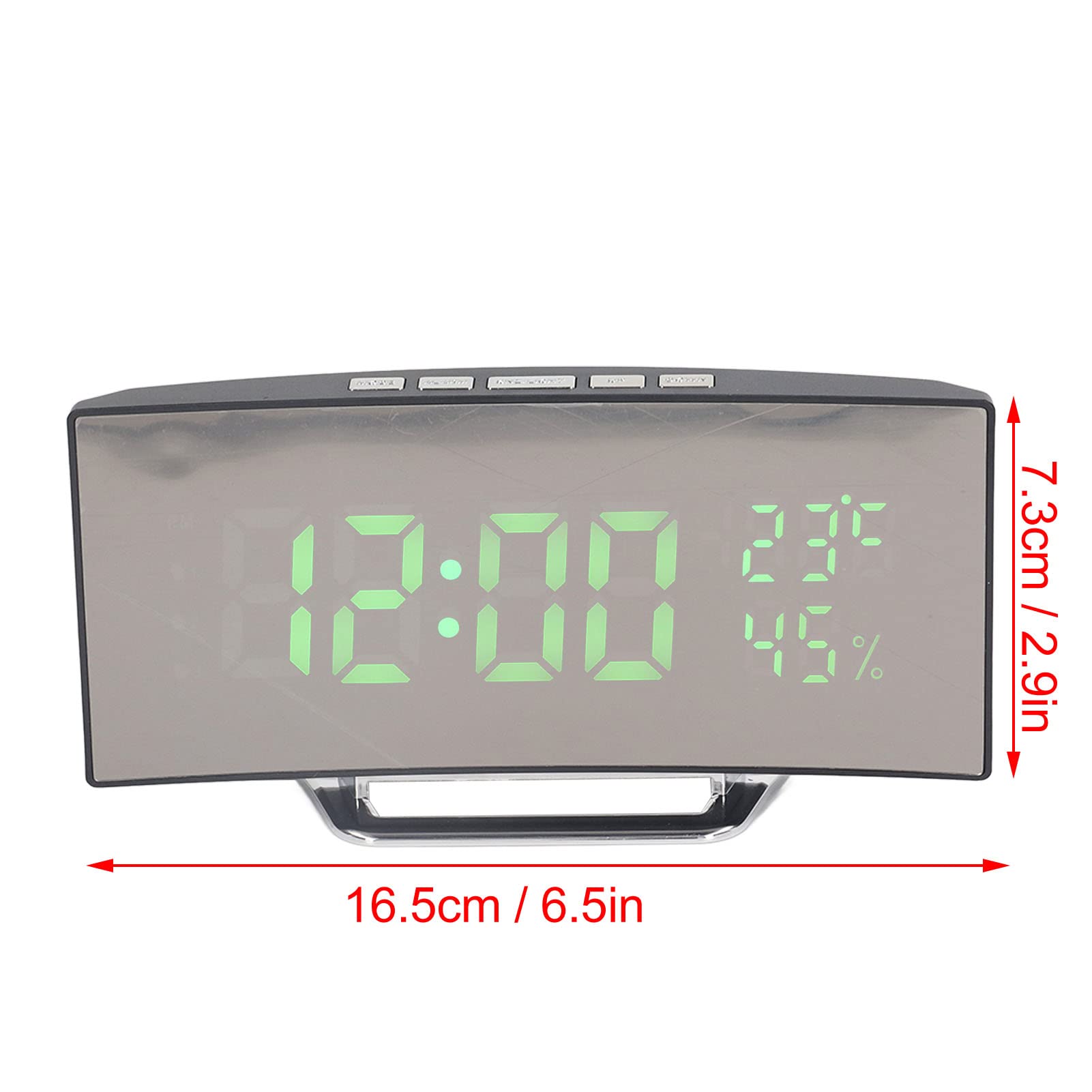 Zerodis Zegar Cyfrowy LED, Duża Czcionka 12H 24H Biurko Elektroniczny Budzik Energooszczędny USB Zasilanie Bateryjne 3 Poziomy Jasności Podświetlenie do Sypialni, Zielone Światło