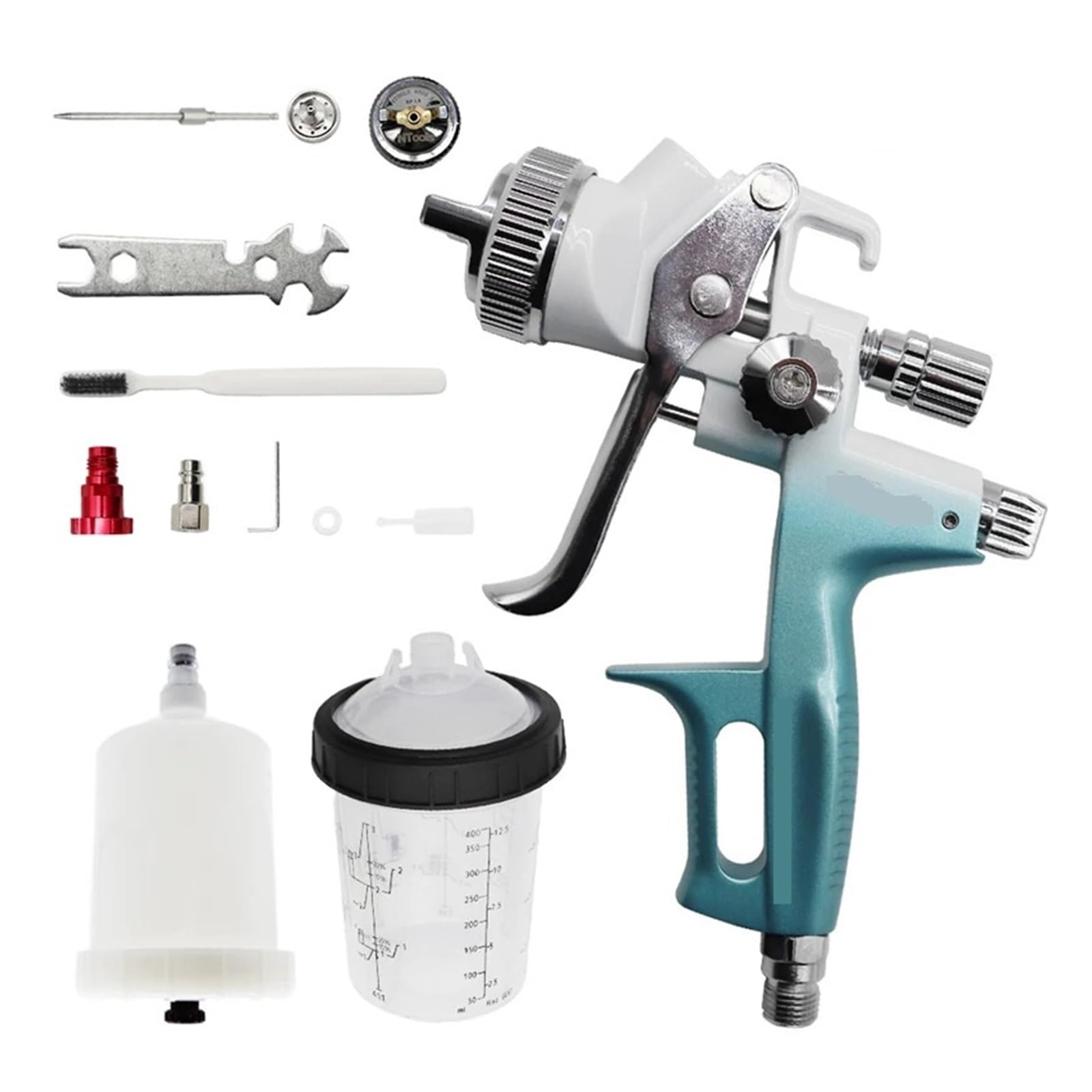 Dysza Pistoletu Natryskowego 1,3 I,8 Mm Ze Zbiornikiem Mieszającym 400CC Adapterem Pistolet Do Lakieru Samochodowego Lakierowania Farby 4000B Na Sprężone Powietrze Wysoka Precyzja Atomizacji(B)