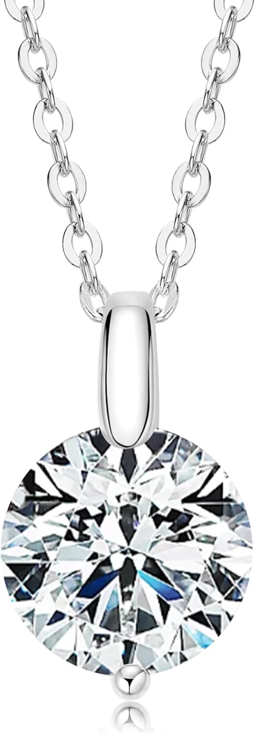 1-2CT Moissanite Solitaire Pendant Necklace for Women, 14K Gold Plated 925 Sterling Silver, Imitation Diamond Dainty Jewelry Gift for Her, Mom, Wife