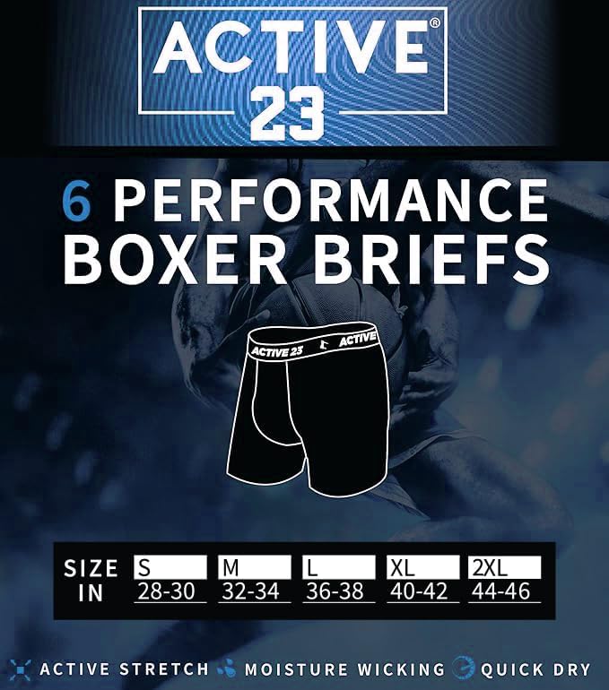 Mens 6, 8, or 10 Pack Dry Fit Performance Boxer Briefs for Men, Cooling Moisture Wicking Athletic Support Underwear - Image 6