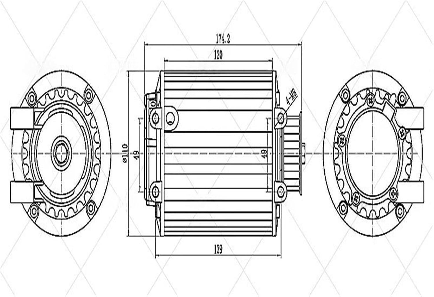 Mid Drive Motor 1000W 72V QS90 55KPH 3500RPM PMSM Kits with EM50S Controller(Belt Type)