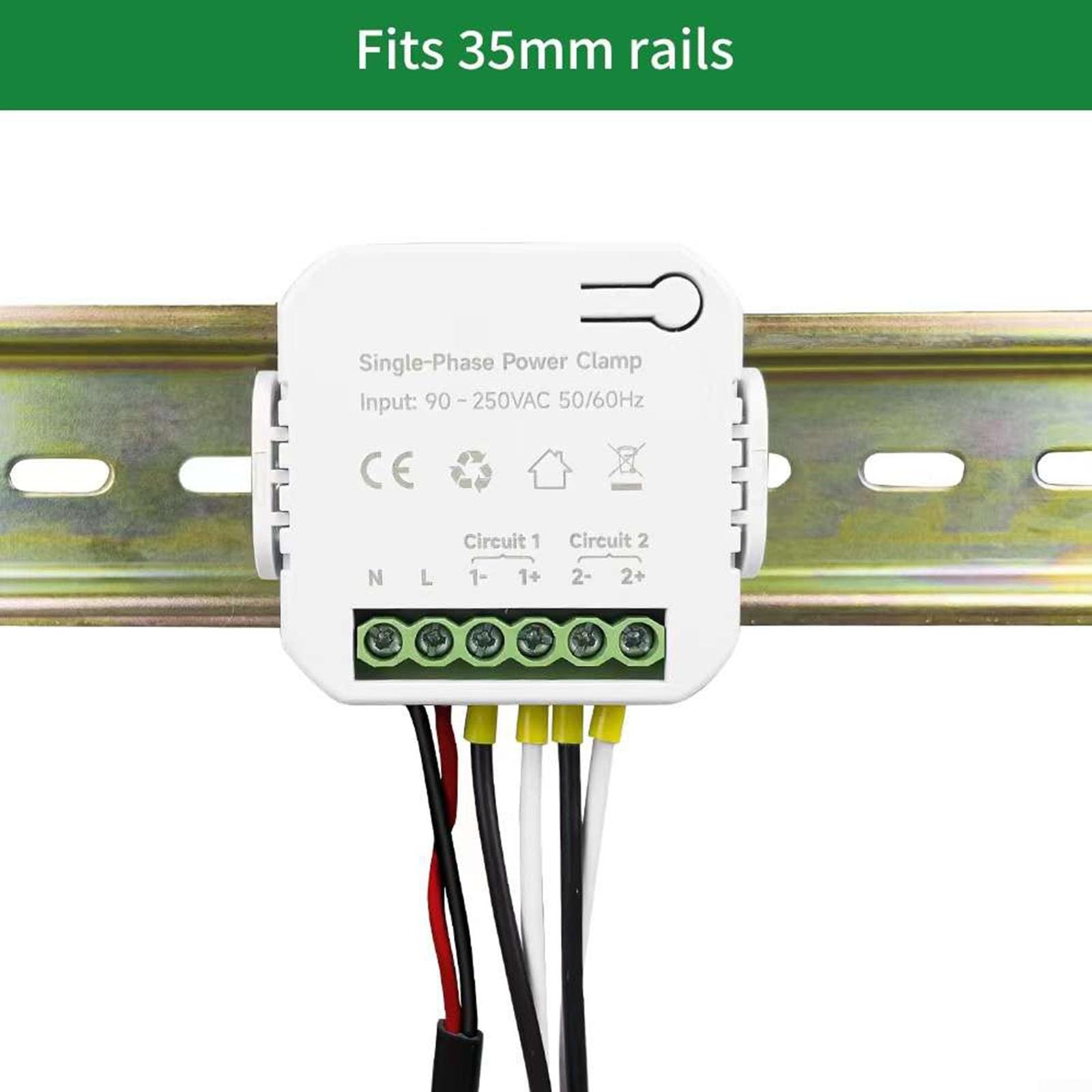 pour Tuya pour Smart Life Compteur d'énergie Wi-Fi 80 A avec 2 pinces d'application KWh surveillance de la consommation d'énergie en temps réel Statistiques d'alimentation
