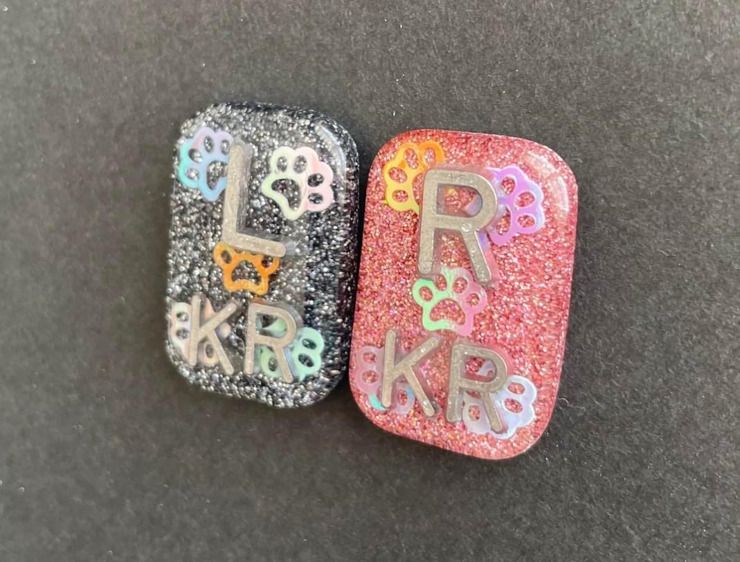 Holographic Paw Print Glitter, Rectangle Xray Markers, Glitter, Xray Tech Gift, With 2 or 3 Initials