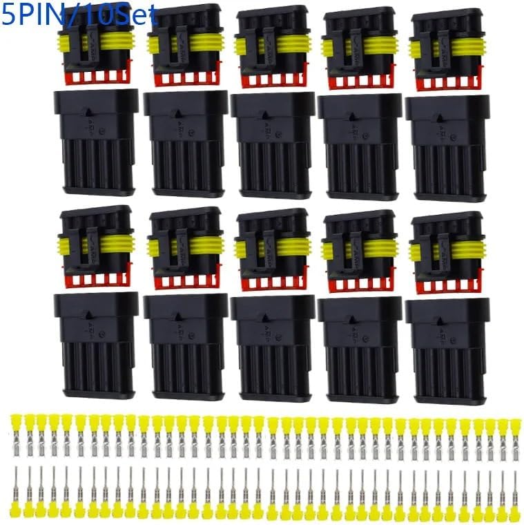 10 Sets Kit 5P 5Pins Way AMP 1.5 Seal Waterproof Electrical Automotive Wire Connector for car Motorcycle