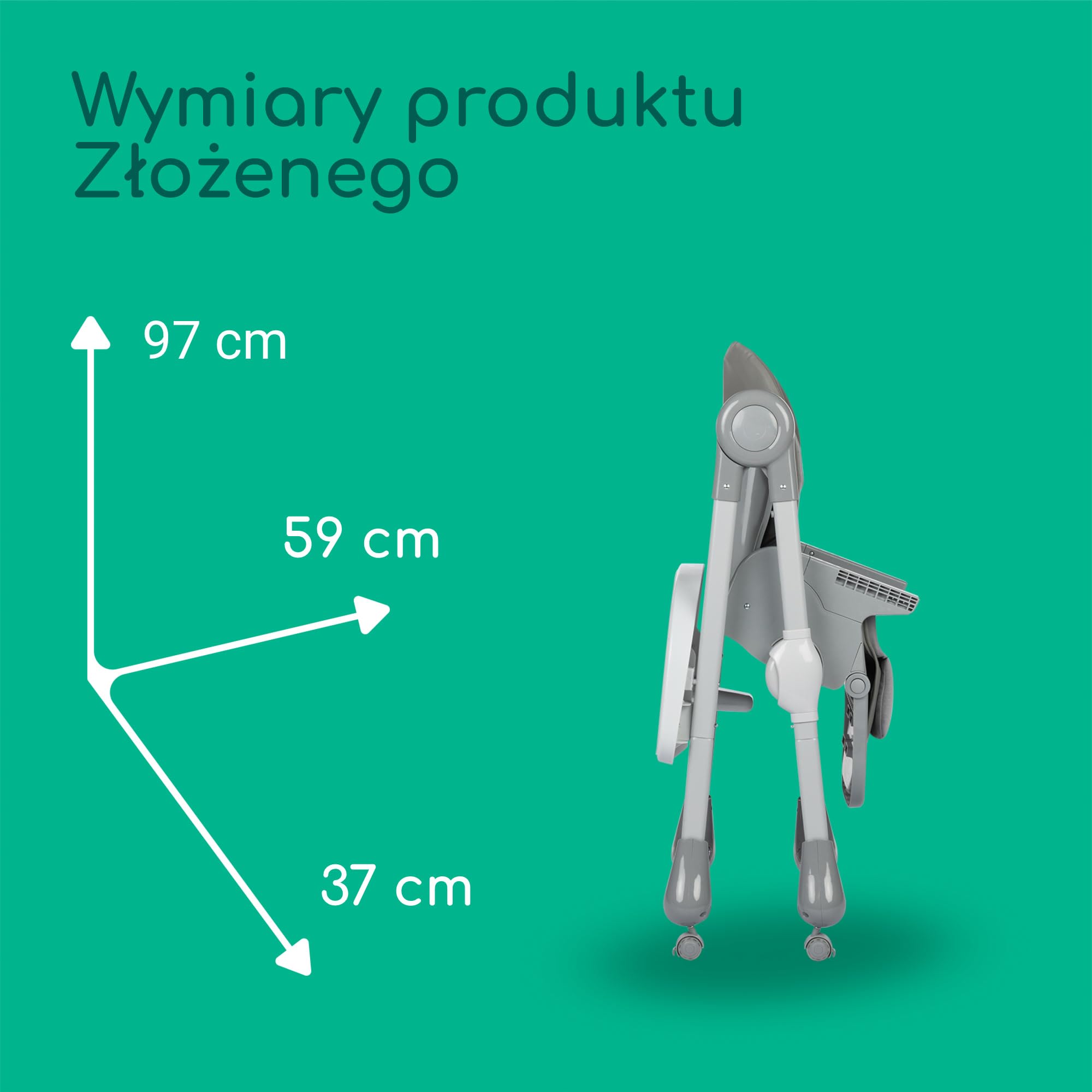 Bebeconfort Olea, Wysokie krzesełko, 0–3 lata, do 15 kg, Regulow. wysokie krzesełko, 9 wys. i 3 poz. odchylenia, Łatwe czyszczenie, Łatwe przesuwanie z 4 obrotowymi kółkami, Składane, Tinted Grey