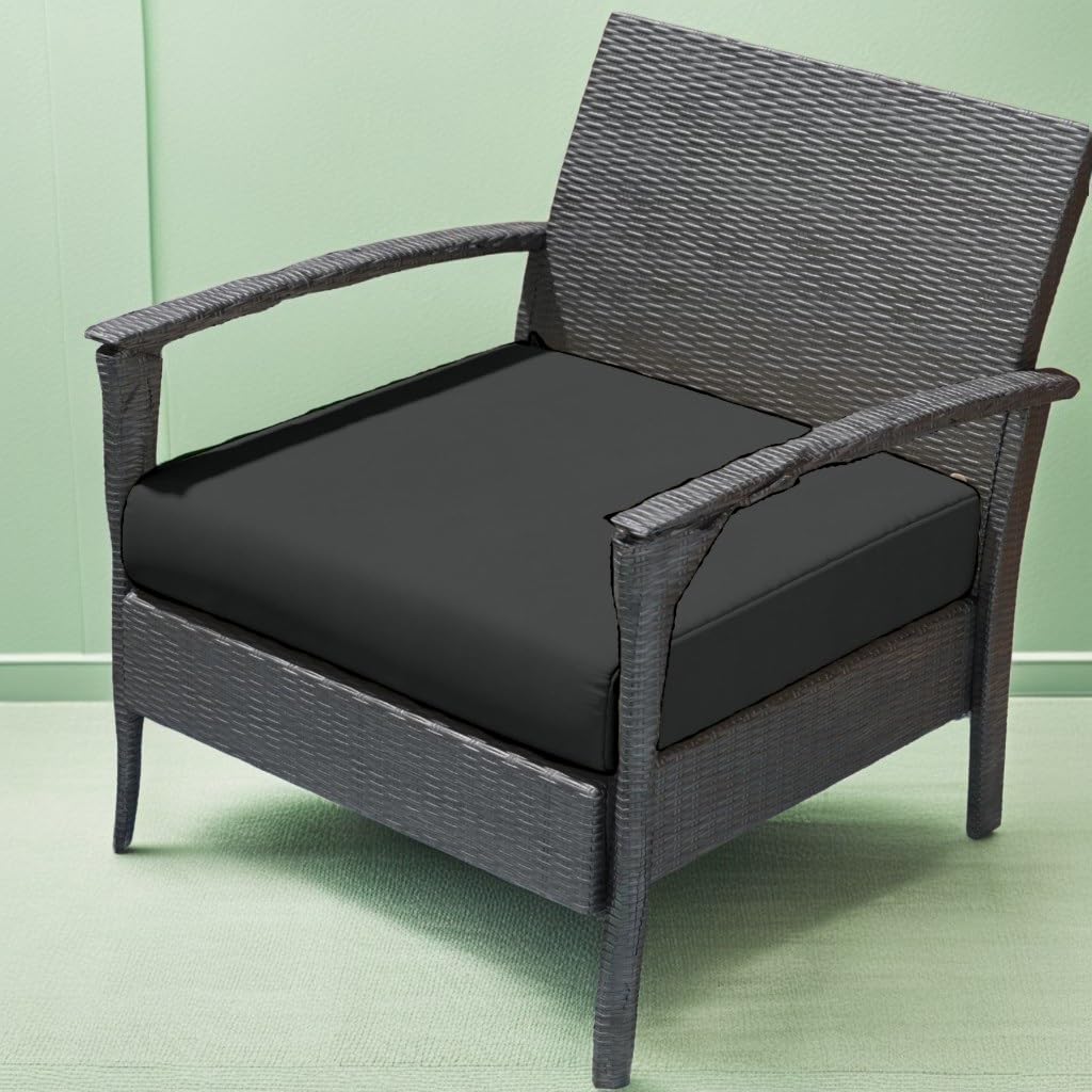 Outdoor Rattan Chair Seat Pads Cushion Pad Waterproof Garden Furniture Seat Cushions For Kitchen Dining Living Room Patio Office Coffee Shop With Removable Fabric Zipper Cover (Gray, 45X45X10cm)