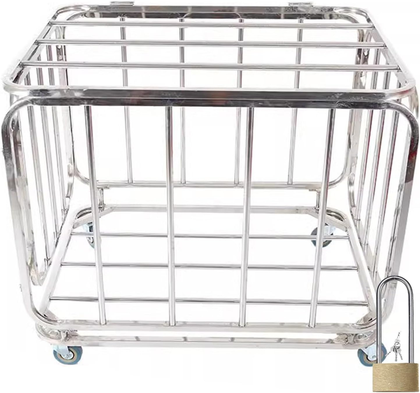 Indoor Sports Ball Storage Rack - Rolling Display Stand with Lock, Foldable Steel Organizer for Basketball, Soccer, Football, Ideal for Schools & Stadiums