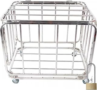 Ball Cart with Lock, Rolling Ball Storage Cage/Jars Basketball Football Soccer Organizer Rack Hopper Foldable, Steel Balls Locker/Bin for School Sports Stadium (Silver 90