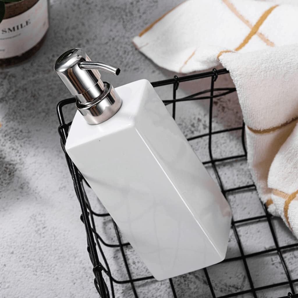 Ceramiczny dozownik do mydła w płynie 400 ml / 13,5 uncji - stylowa pompa ręczna do łazienki z uchwytem ze stali nierdzewnej Top nadaje się do dekoracji wnętrz, idealna do kuchni i prania