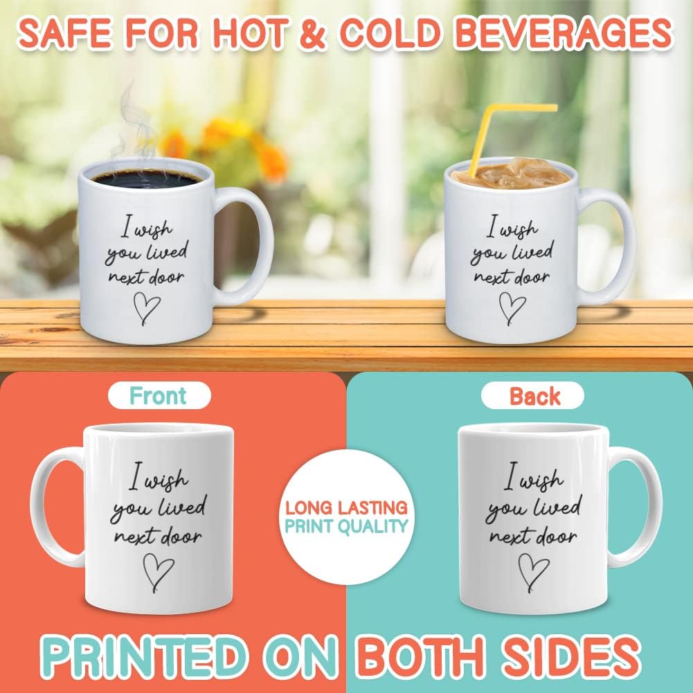 Bubble Hugs I Wish You Lived Next Door Mug 11 oz, Gift Idea for Friendship Birthday Moving Away Neighbor Day Miss You Mom Friend Bestie Lover Sister Women, White - Image 3