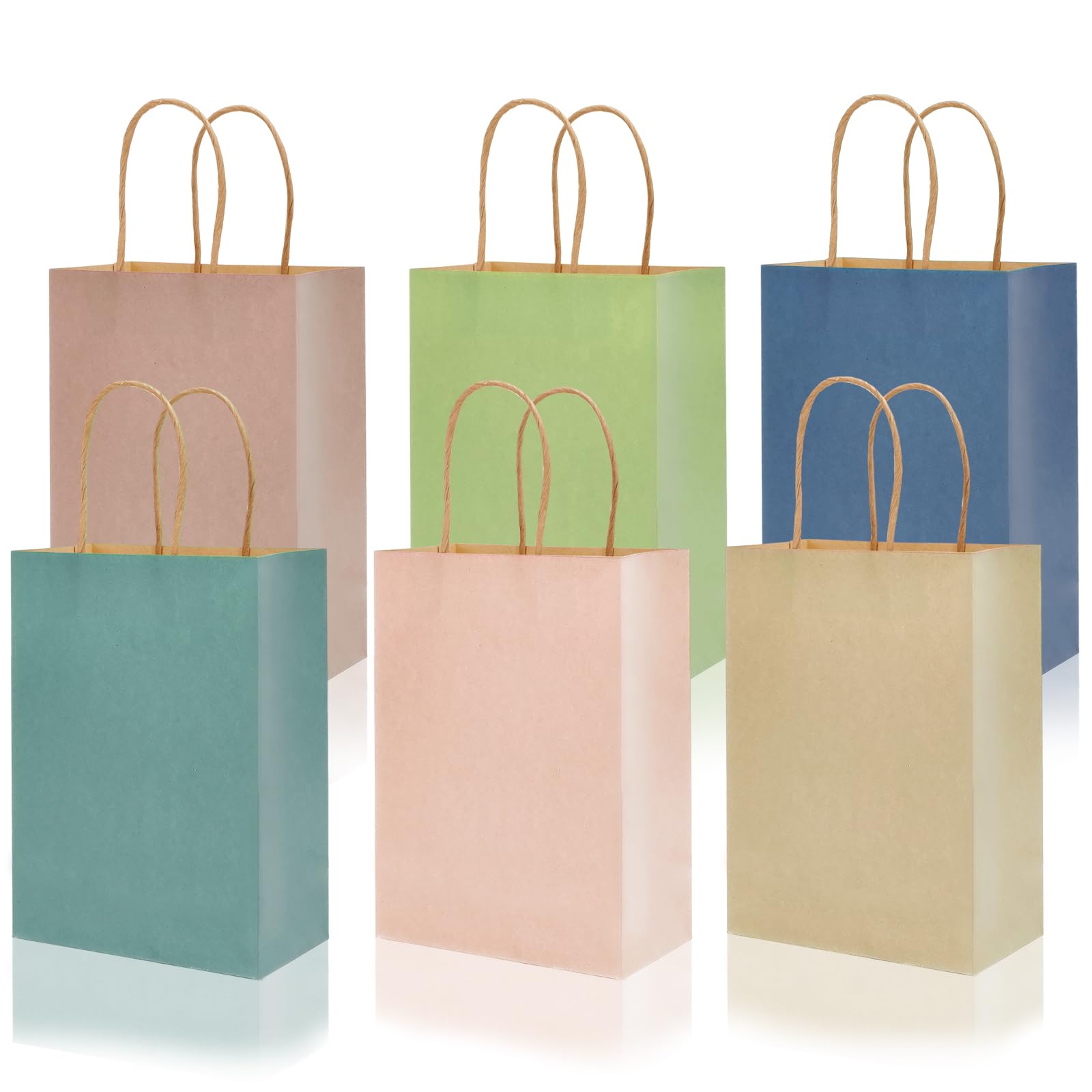 JarThenaAMCS 36 Stück Boho-Kraftpapiertüten, neutrale Farben, Geschenktüten mit Griffen, Vintage-Leckerli-Tüten, Süßigkeiten-Beutel für Hochzeit, Babyparty, Geburtstag, Party, Gastgeschenk