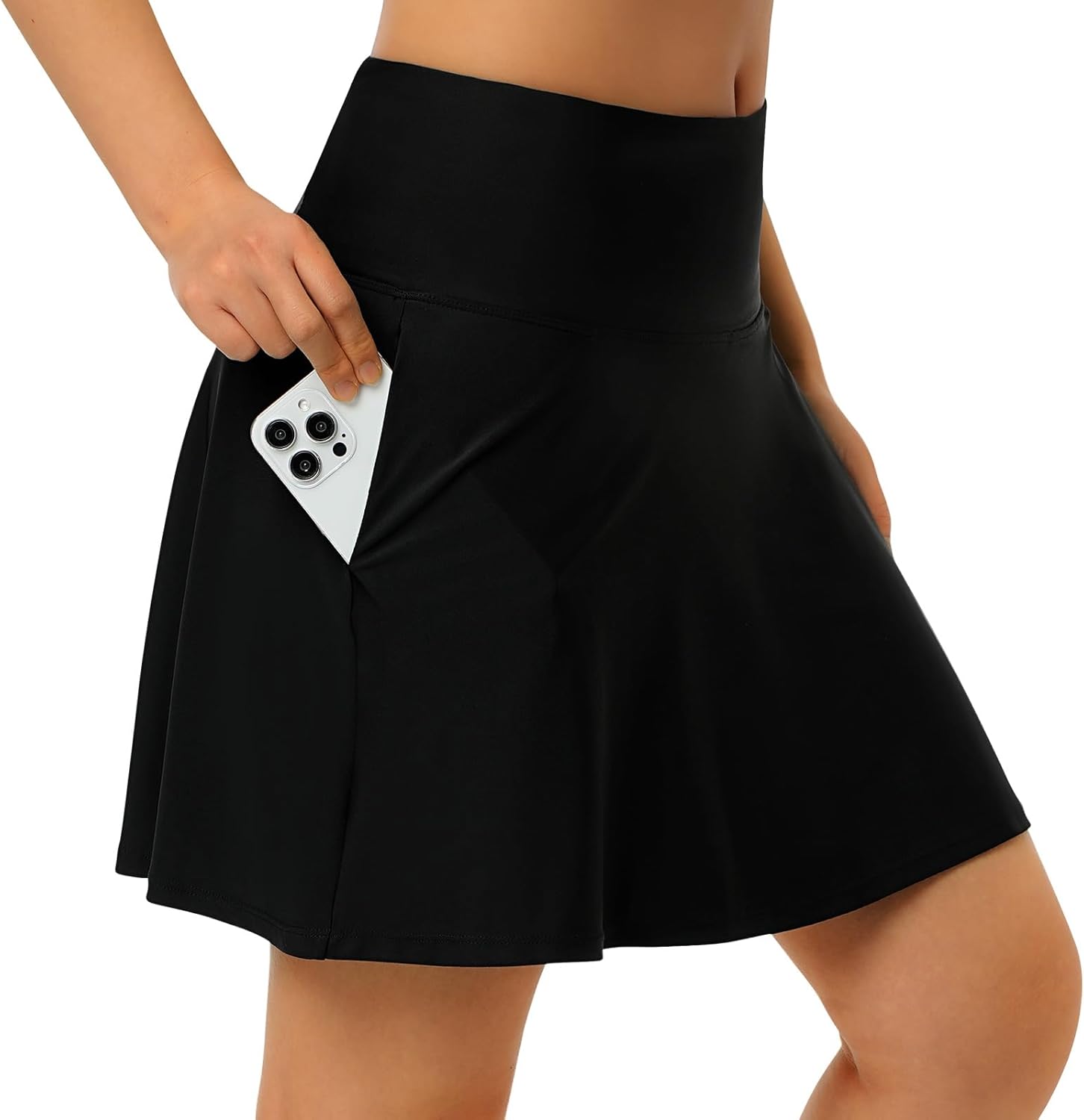 ANIVIVO Women's Swim Skirt Bathing Suit Bottom High Waisted Swim Skort Tummy Control Split Swimsuit Bottom with Pockets - Image 2