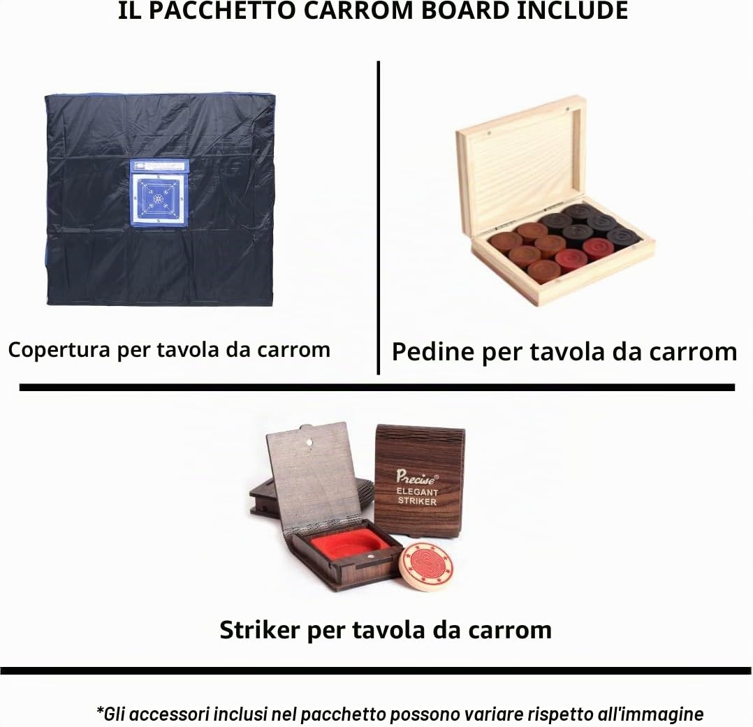 SISCAA Carrom Board Sure SLAM - Gioco da tavolo per interni, approvato dalla Carrom Federation of India & Maharashtra Carrom Association (Champion, 20 mm)