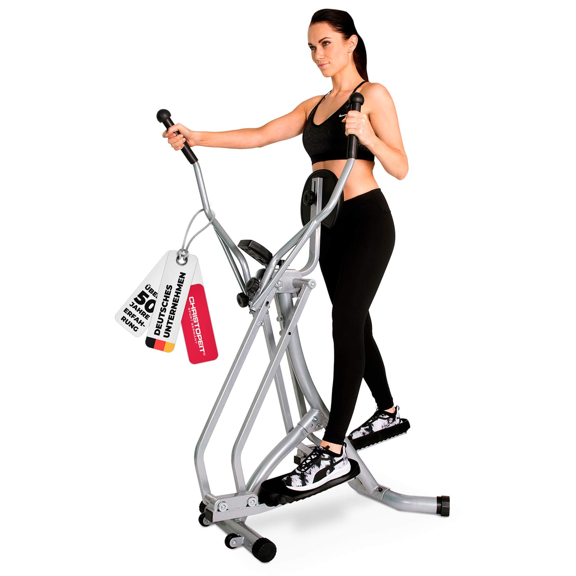 Christopeit Crosstrainer Walker Pliable, vélo elliptique pour la Maison, jusqu'à 100 kg, Ordinateur LCD, Peu encombrant, Compact, Silencieux