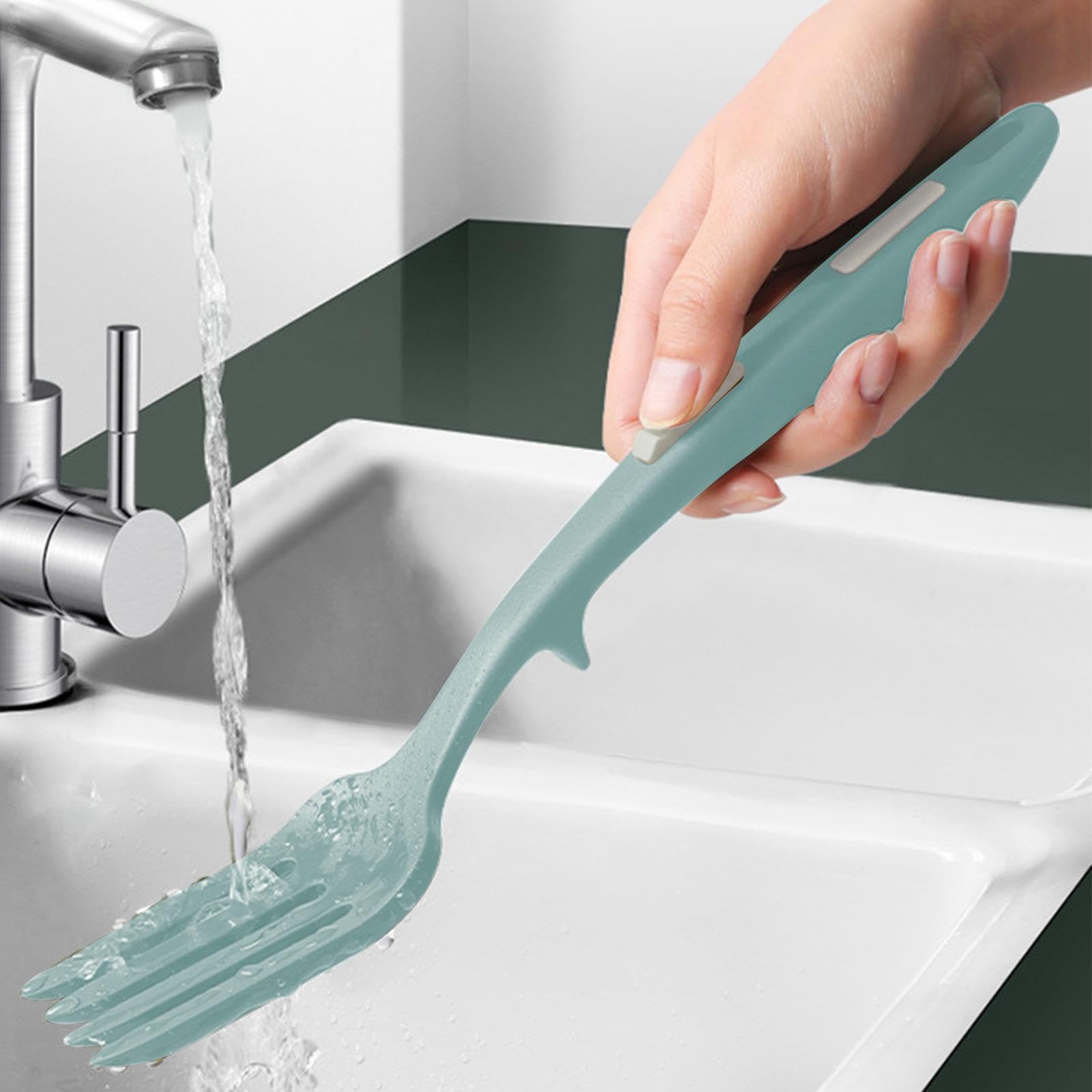 Tenedor De Cocina De Silicona Grande Con Cabeza Inclinada - Apto Para Lavavajillas, Antideslizante, Multiusos Para Cocinar, Servir Y Triturar