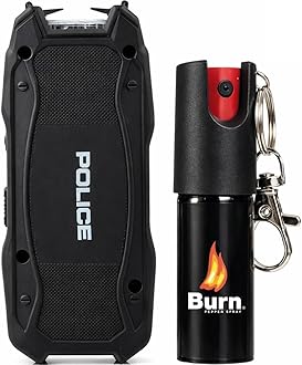 Police Stun Gun Burn Pepper Spray Combo Women Men Self Defense - 1901 Black