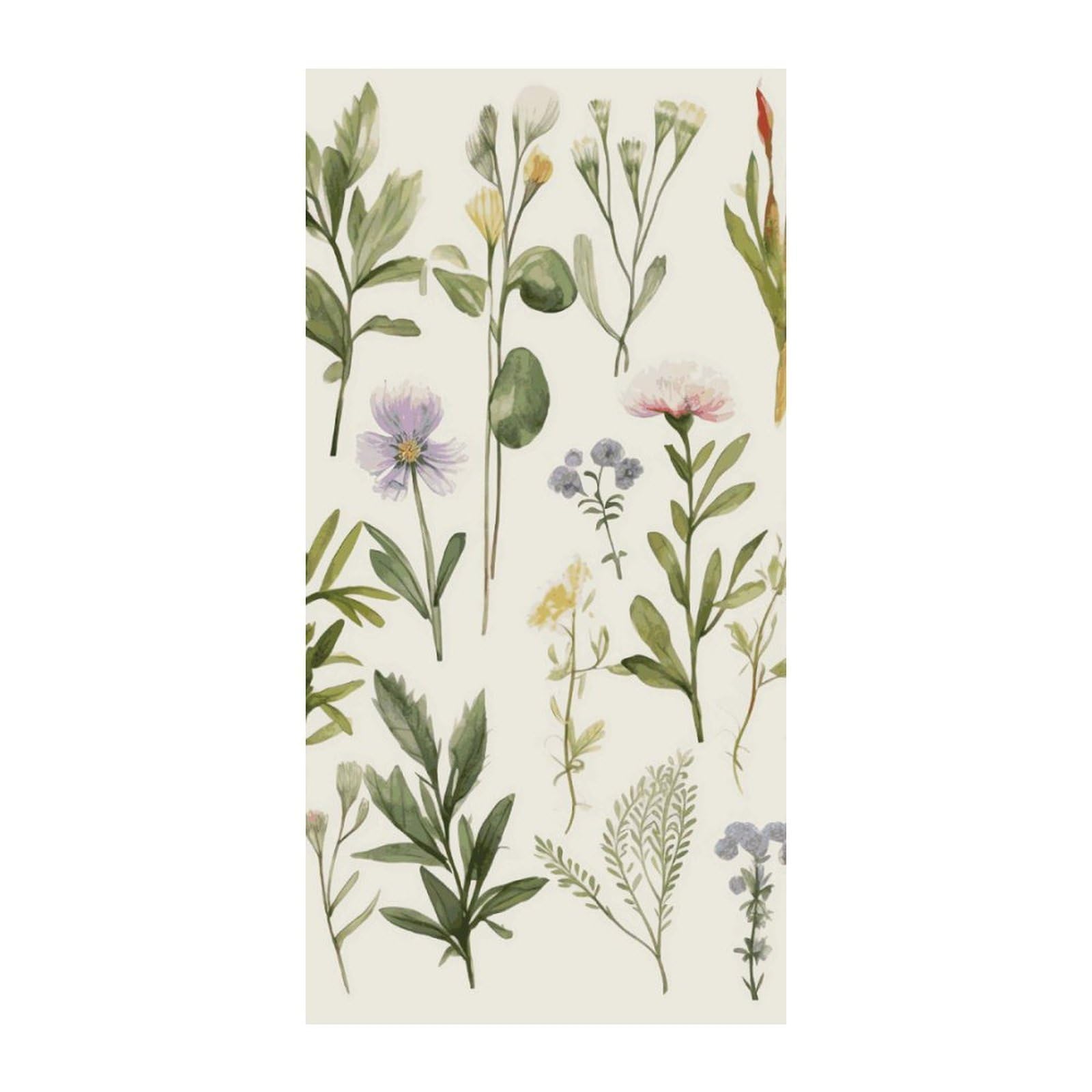 Adfgyerh Style Season Watercolors Of Herbs Flowersb Curtains，Polyester Blackout Extra Wide，Door Curtain， 35.4X 70.9 Inch For Temporary Room Dividers Bedroom Living Room，Room Darkening Curtains ，For Doorway Privacy