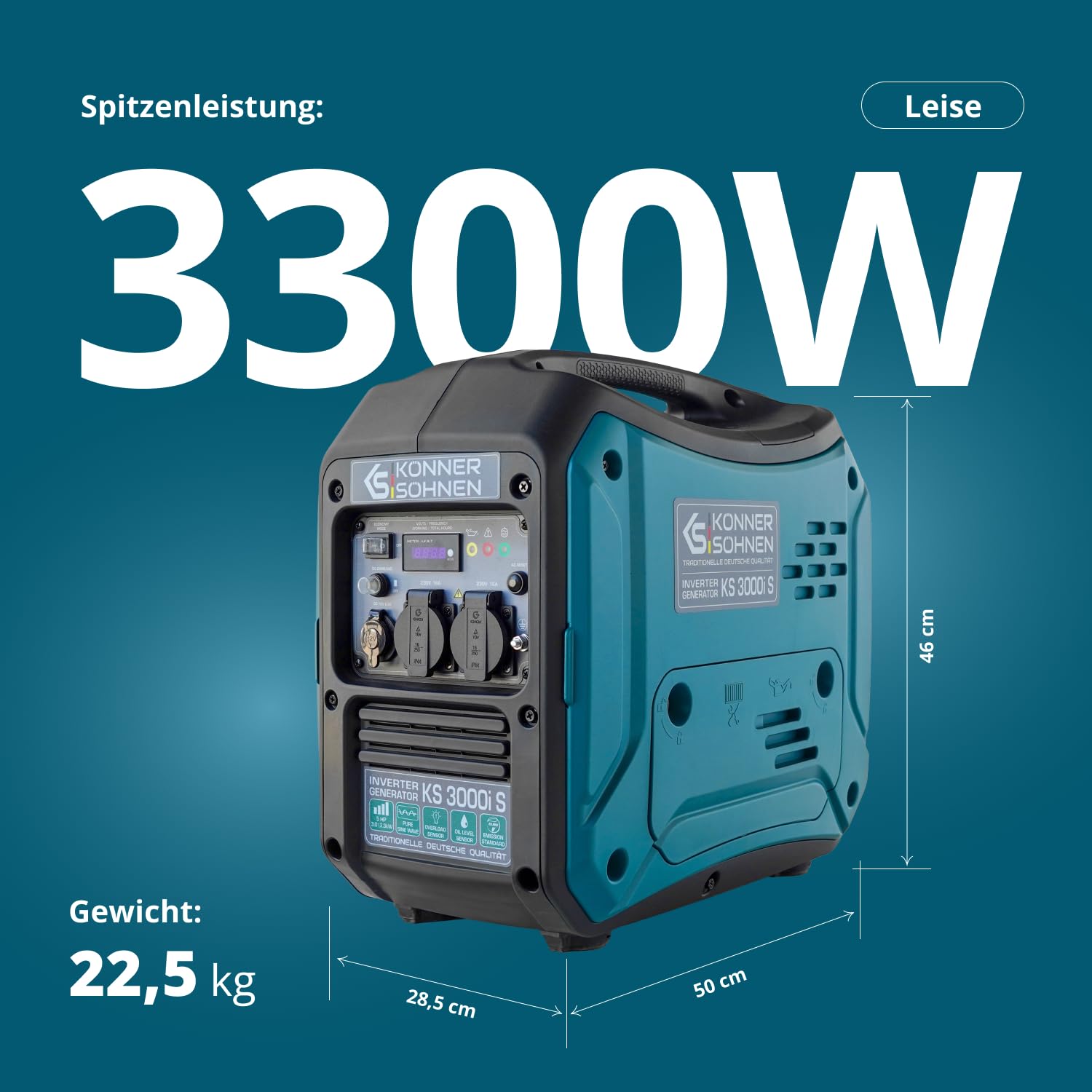 K&S Könner&Söhnen KS 3000i S - Générateur à essence à onduleur 3000W, générateur électrique à essence