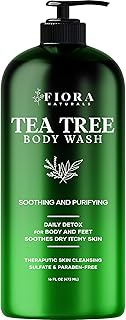 Fiora Naturals Tea Tree Body Wash - Tea Tree Oil Soap for Healthy Skin, Feet and Nails. Helps with body odor and soothes itching 16 FlOz