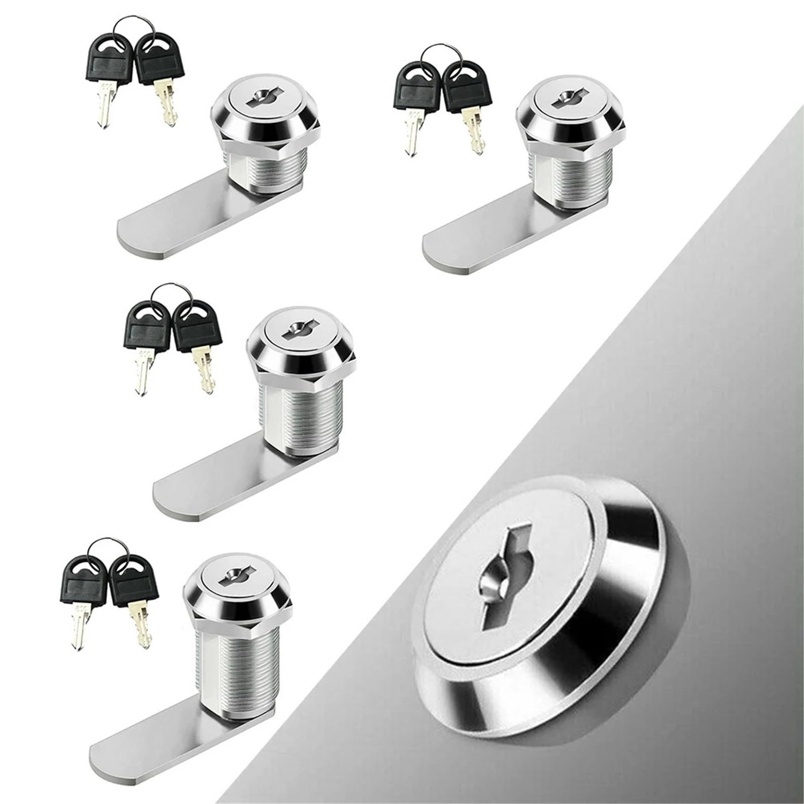 Serrures de sécurité pour boîtes aux lettres Le Cabinet Verrouille 5 Ensembles De Serrure À Came En Alliage Zinc Argenté 16-30mm Avec 2 Clés(30mm)