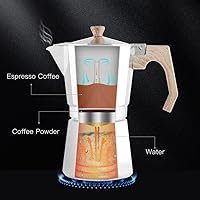 Vista 4 de wedrink Cafetera de Espresso para Estufa 3 Tazas Olla Moka Cafetera de Café Cubana Cafetera para Estufa Moka Espresso Italiano (150ml/5.1 fl oz)