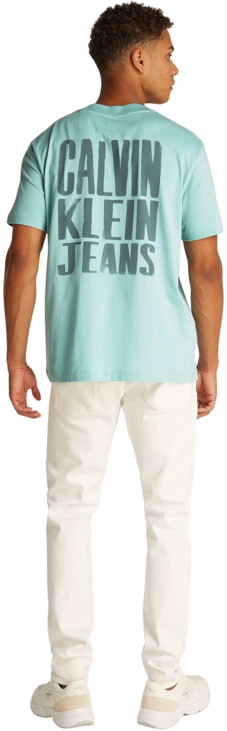 Calvin Klein Herren T-Shirt Kurzarm Painted Tee mit Rundhalsausschnitt, Blau (Fresh Mint), XXS – Ansicht 2