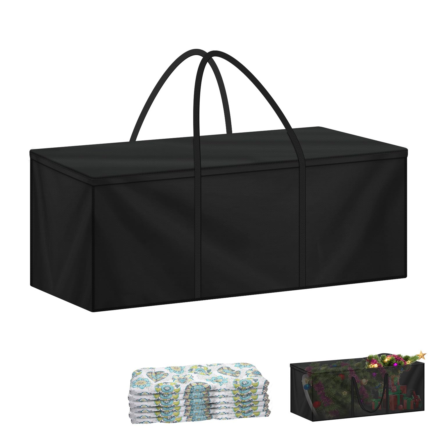 LAMUNI Garden Cushion Storage Bag, 420D Oxford Garden Furniture Cushions Storage Bag Large Outdoor Cushion Storage Bags with Handle, Waterproof Patio Storage Bags for Christmas Tree, 140x40x60cm