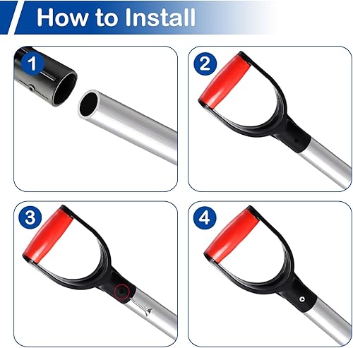 Miniatura 5 de MroMax Mango de agarre en D, 2 unidades, 1-14 pulgadas de diámetro interior de 1.260 in, pala de nieve de PVC, mango de repuesto, accesorios de