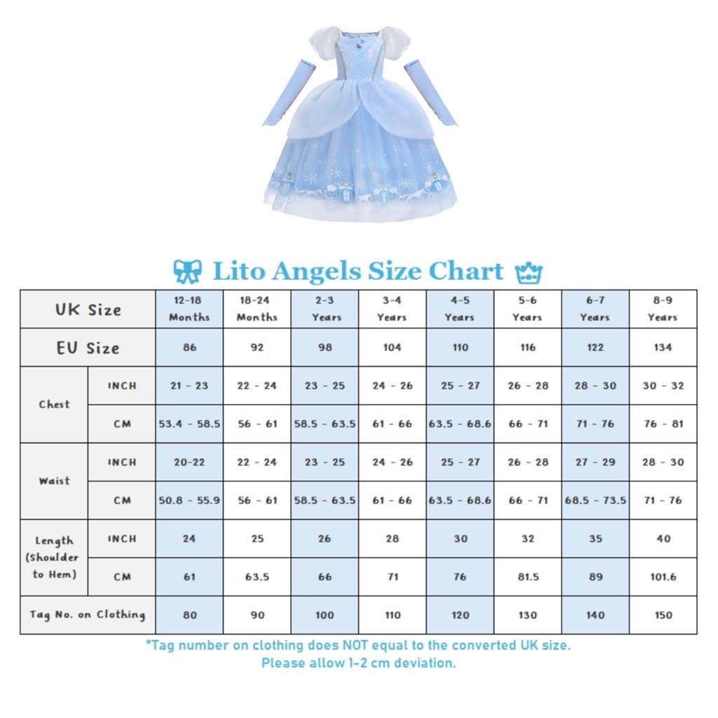 Lito Angels Déguisement de Princesse Bleue pour Fille avec Robe, Gants et Accessoires