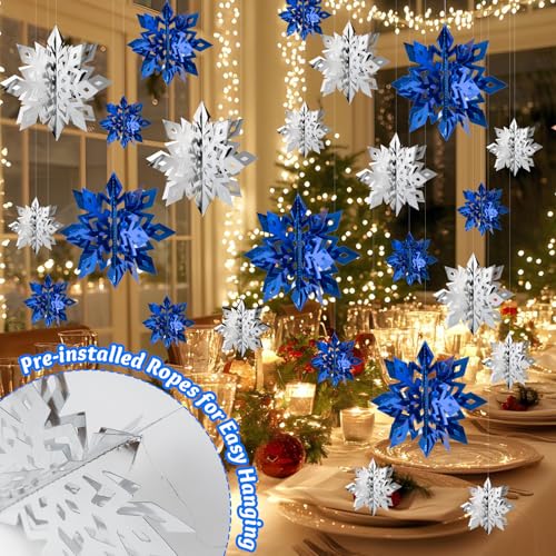 Image of Snowflake Decorations, Paper Christmas Hanging Decor Indoor, 24-Pc