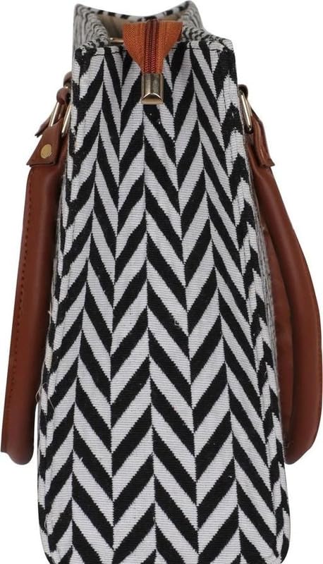 Image of Classic Zigzag Pattern Women's Work Tote Black