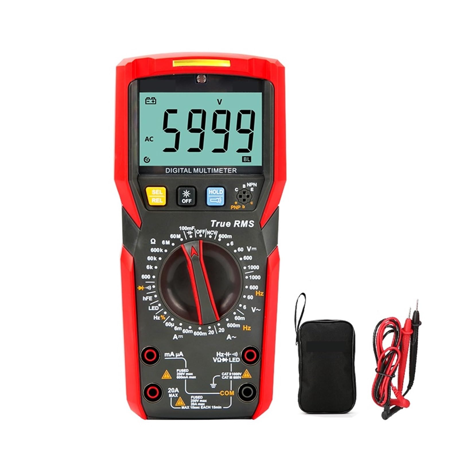 Multimetro Digitale True RMS NCV 20A Tester Di Resistenza Capacitiva Voltmetro Corrente AC DC(89XD)
