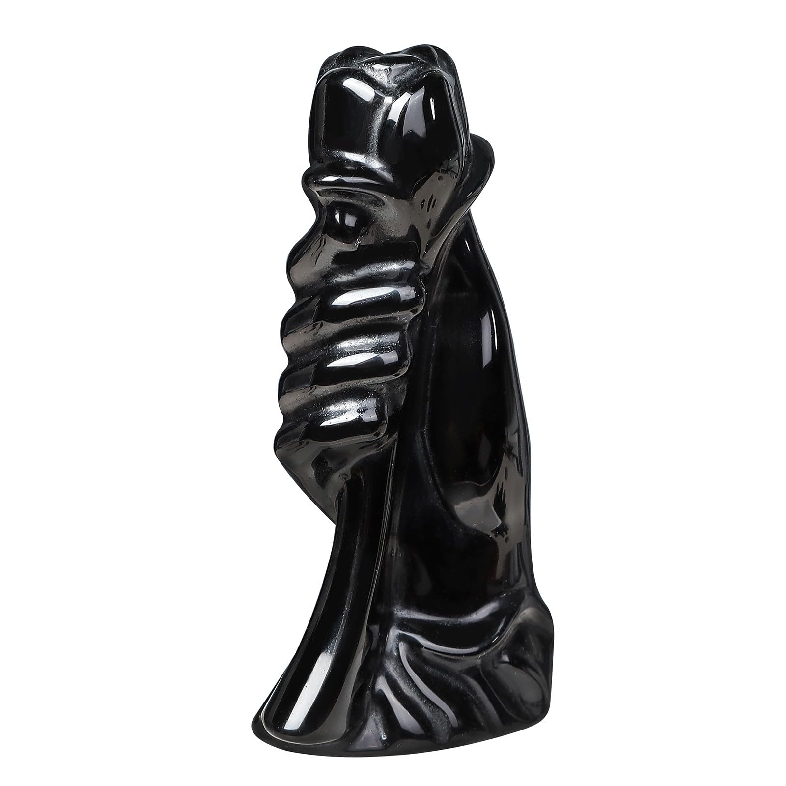 mookaitedecor Figura de flor de rosa de cristal de obsidiana negra, piedra grabada para aniversario, boda, estatua de adorno para decoración del hogar y la oficina