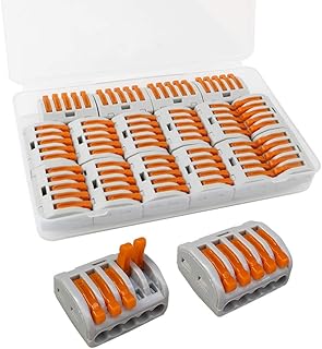 QitinDasen 16Pcs Premium PCT-215 Lever-Nut Wire Connectors, 5 Port Conductor Compact Wire Connectors, Quick Splicing Connector Cable Clamp Terminal Block Spring Connector