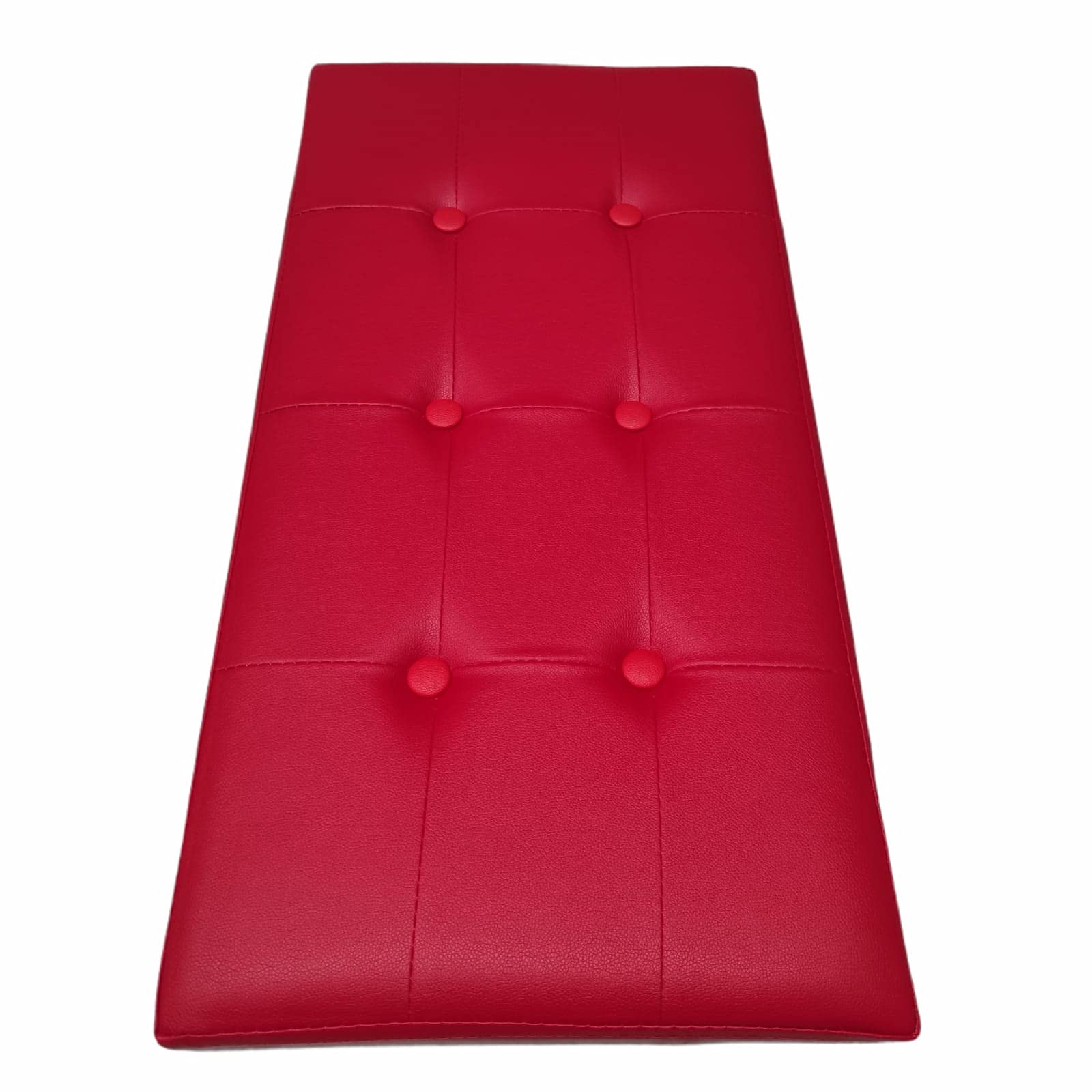 Mercatienda.es Baúl Puff pulí Piel Taburete para almacenaje Plegable en Rojo 76x38x38 cm.