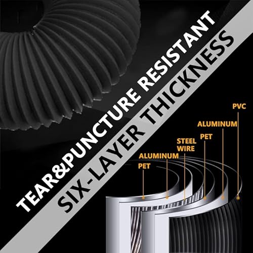 Teaierxy 4 Inch 8 Feet Dryer Vent Hose,Flexible Insulated Air Ducting,Vent Hose Pvc Aluminum Foil With 2 Clamps For Hvac Ventilation(Black) #TOP1