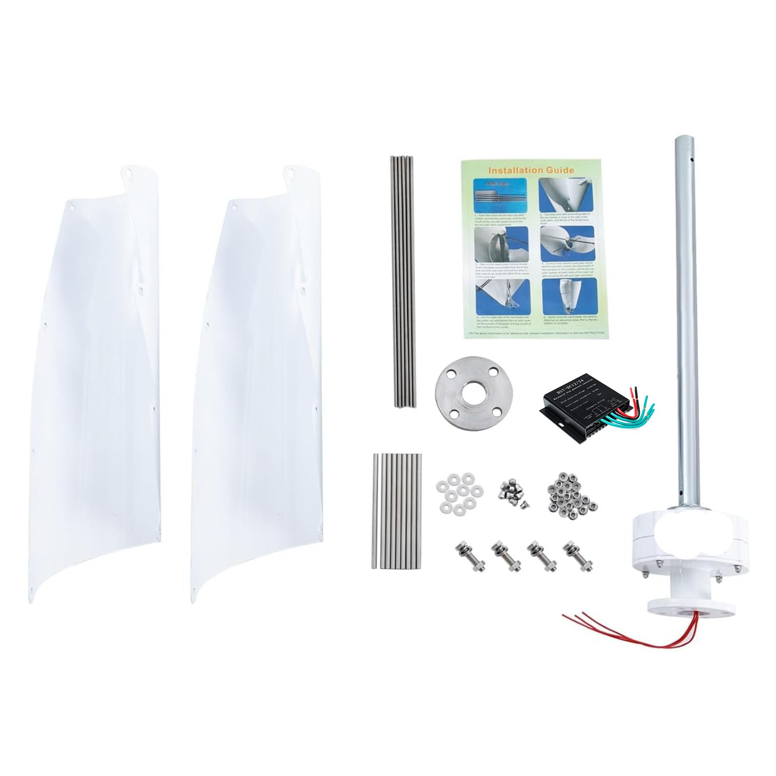 Generatore Eolico a Asse Verticale da 12000W a Basso Rumore,24v | Sistema Eolico Off-Grid a Bassa Velocità di Avvio 12V 24V 48V con Controllore Inverter