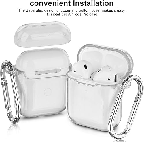 Miniatura 7 de KOREDA Funda protectora completa suave y transparente a prueba de golpes con llavero para Apple AirPod de 2 y 1 generación (transparente)