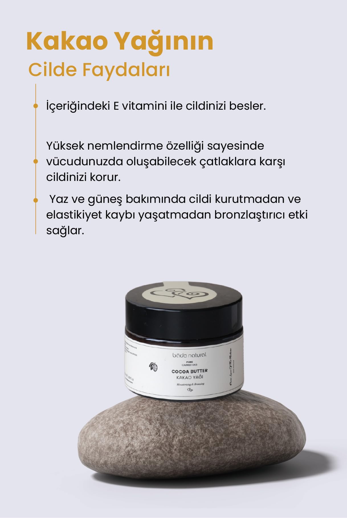 Bade Natural Soğuk Sıkım Kakao Yağı %100 Doğal & Saf 1 Paket (1 X 50 Ml)