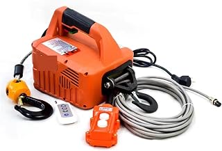 Electric Winches, Portable Electric Winch,500KG 7.6M Portable Electric Winch Hand Winch Traction Block Electric Steel Wire Rope Lifting Hoist Towing Rope(White)