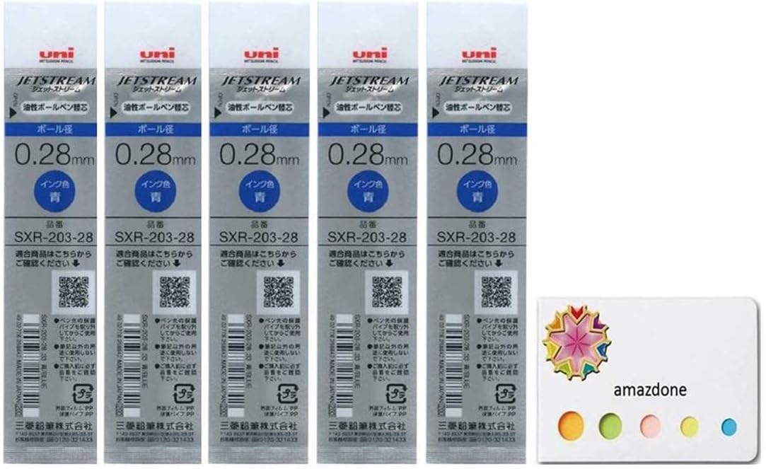 uni Jetstream EDGE 0.28mm Oil-based Ballpoint pen refills（SXR-203-28 Blue） 5-pack/amazdone Sticky Notes Value Set, 6 Piece Set