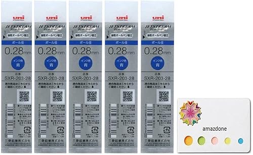 uni Jetstream EDGE - Recambios de bolígrafo a base de aceite de 0.011 in (SXR-203-28 azul) paquete de 5amazdone Notas Adhesivas, juego de 6 piezas