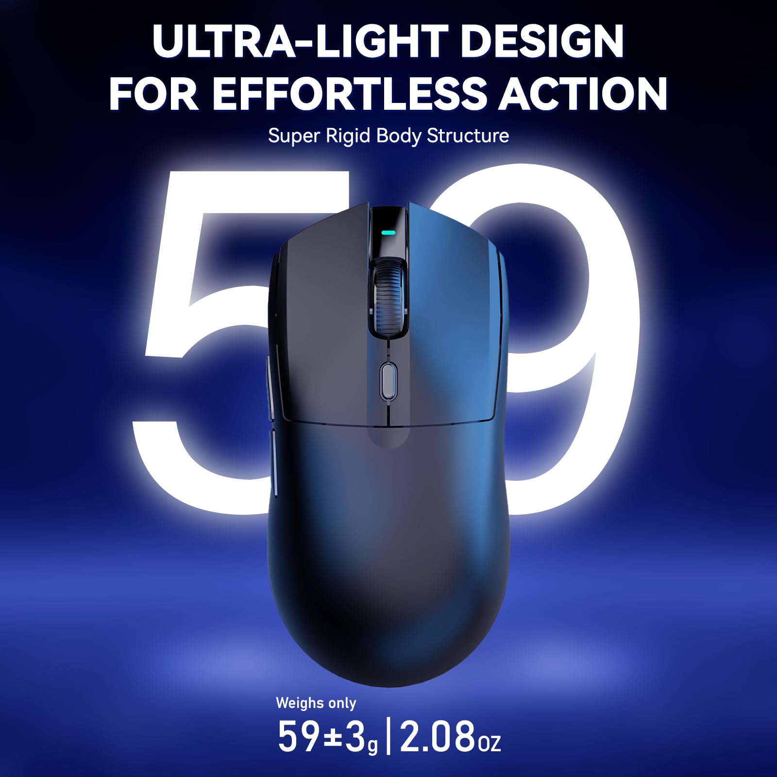 ATTACK SHARK AJAZZ AJ139PRO Ratón inalámbrico para Juegos 4K, Ultraligero (65g), Sensor PAW3395, 26000 dpi, 4KHz, 2,4 GHz/USB C con Cable, 6 Botones de Programa, batería de 700 h, PC/Mac - Negro